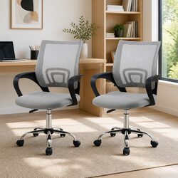 Mesh Office Chair Mid Back Grey Ergonomic Design 360 Rotatable Gas Lift