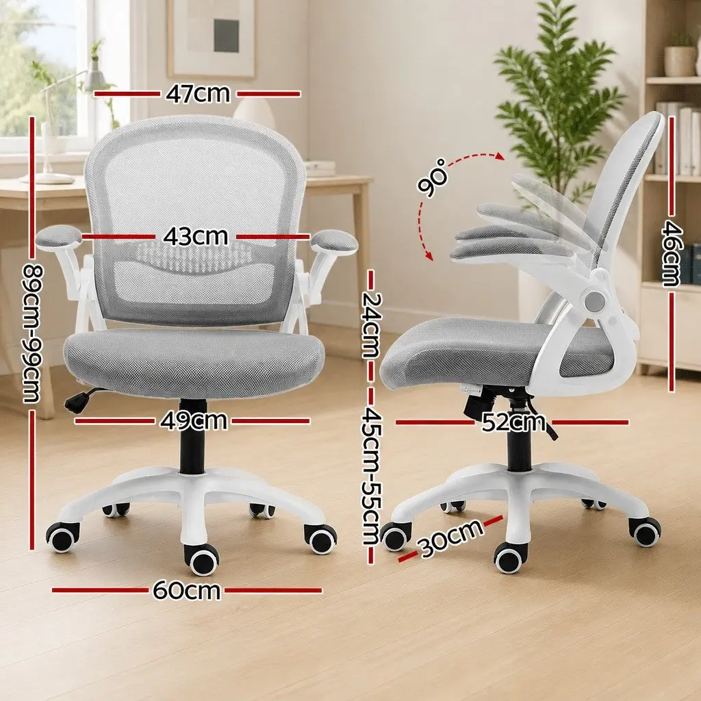 Office Chair Mesh Computer Gaming Desk Work Study Mid Back Adjustable Grey White