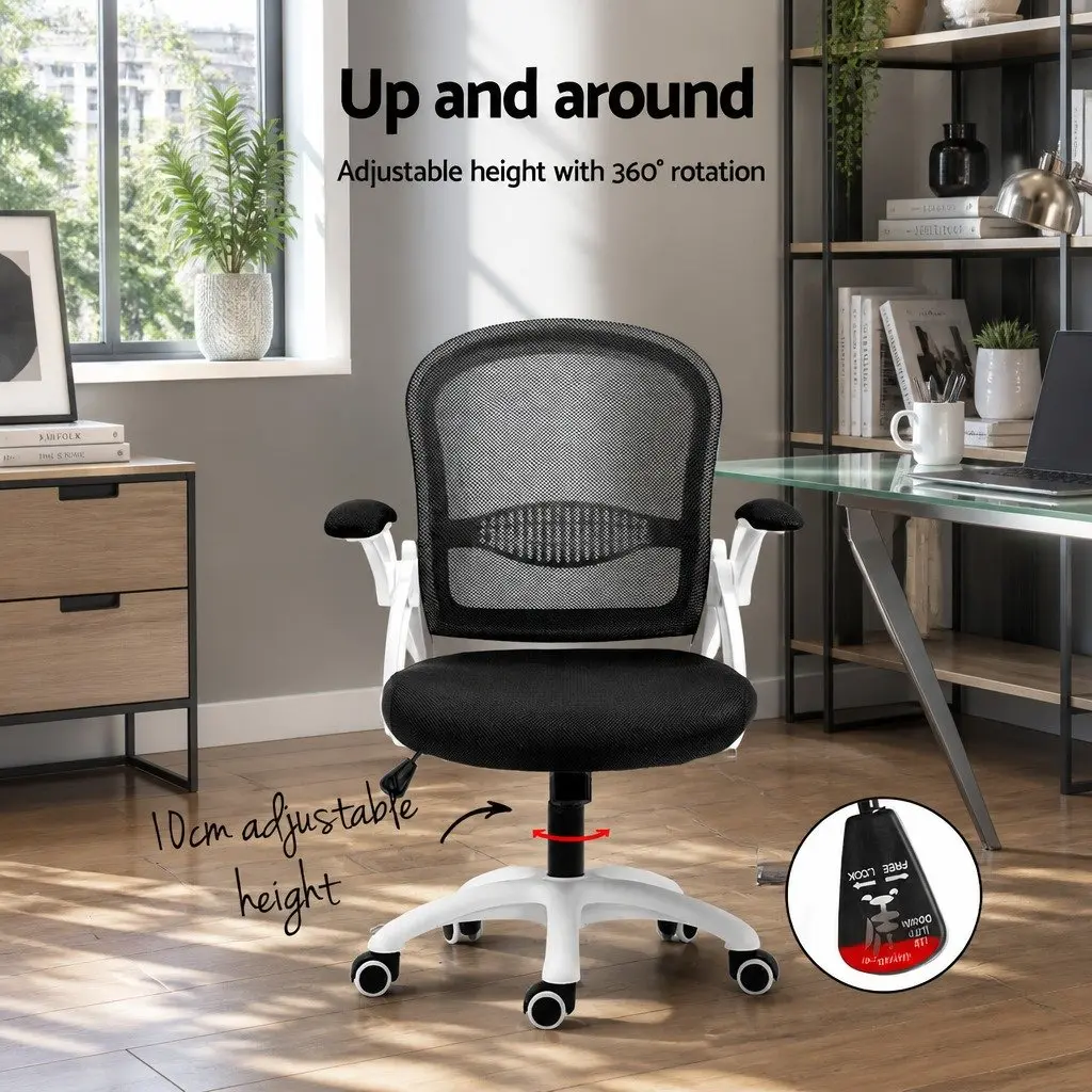 Mesh Office Chair Black Mid Back Adjustable Height Breathable Ergonomic Seat