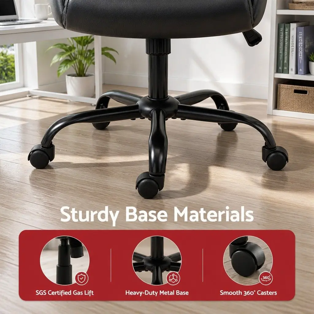 Office Chair Black Mid Back Adjustable Height Swivel with Flip-up Armrests