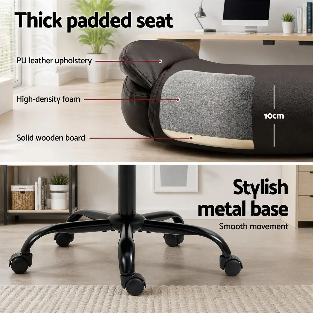 Office Chair Brown Mid Back Adjustable Height Tilt Swivel
