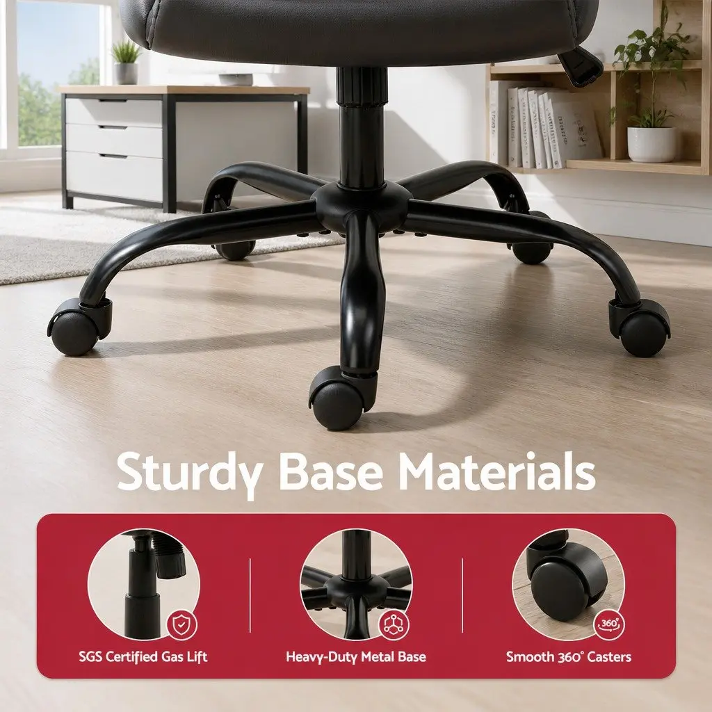 Office Chair Brown Mid Back Adjustable Height Tilt Swivel