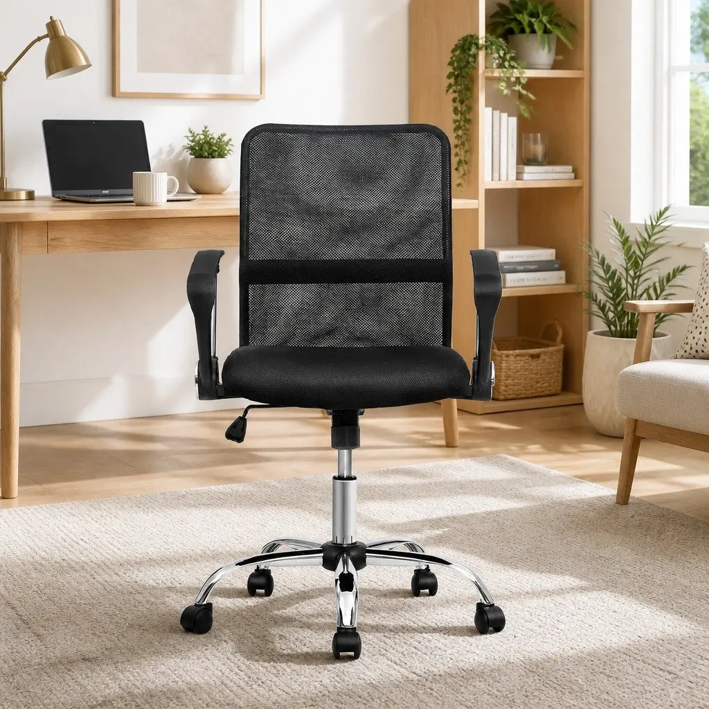 Mesh Office Chair Black Mid Back Breathable Swivel Desk Chair with Lumbar Support