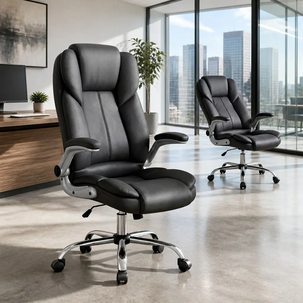 Executive Office Chair Black High Back Tilt Swivel Lumbar Support