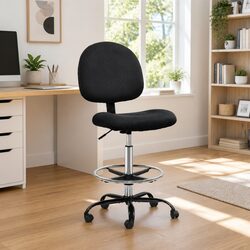 Efficient Black Fabric Drafting Chair with Rotatable Base