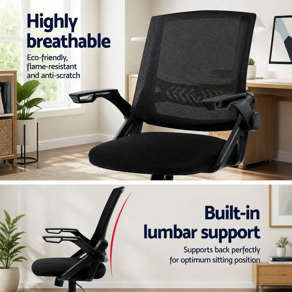 Drafting Stool Office Chair Black Adjustable Height Mesh Backrest Padded Seat