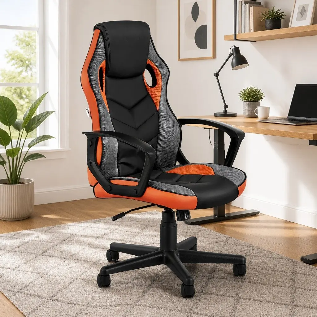 Gaming Office Chair High Back Executive Racing Computer Seat Orange Adjustable