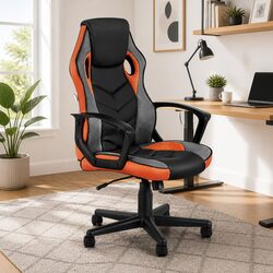 Compact Orange Gaming Chair with Adjustable Features