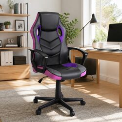 Purple High-Back Gaming Chair with Adjustable Features