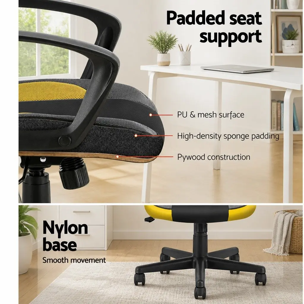 Gaming Office Chair Yellow High Back Adjustable Seat with Full Body Support