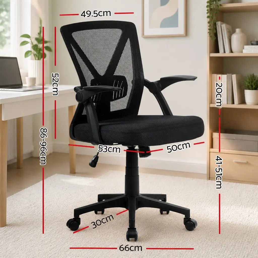 Mesh Office Chair Black Mid Back Adjustable Lumbar Support Ergonomic