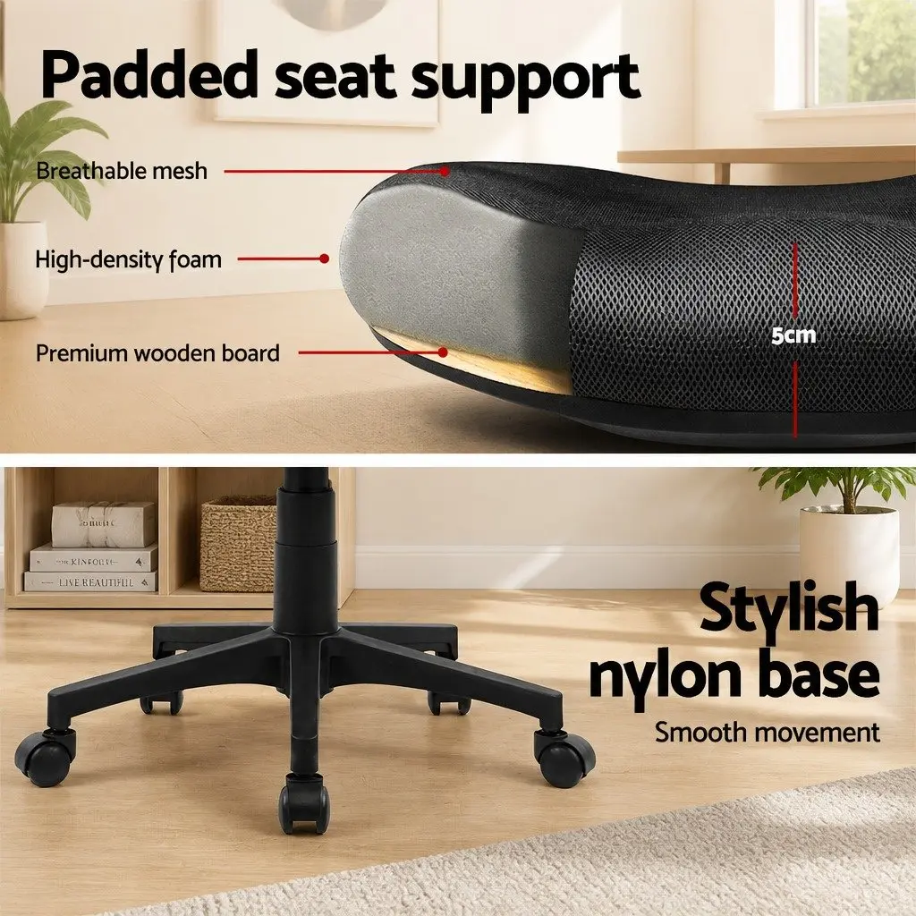 Mesh Office Chair Black Mid Back Adjustable Lumbar Support Ergonomic