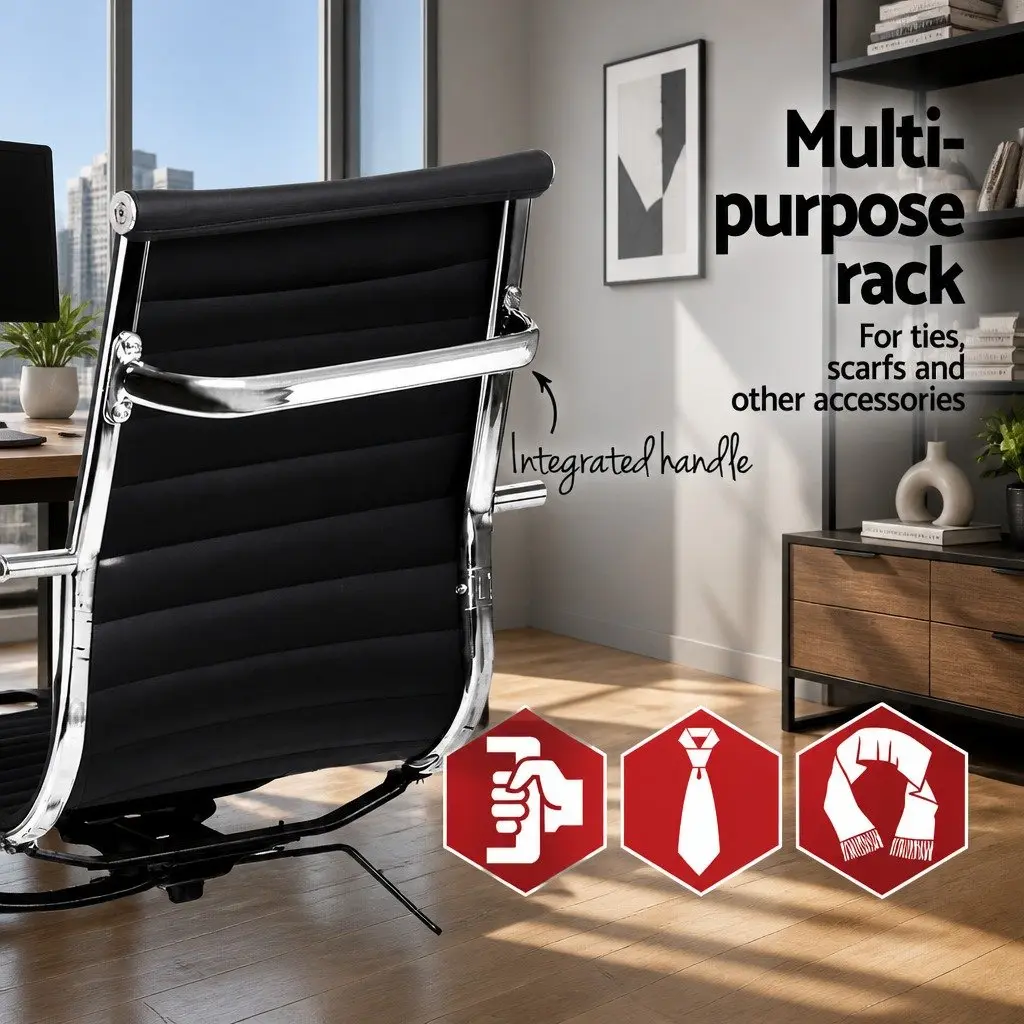 Office Drafting Stool Black PU Leather Chair Adjustable Height Rotatable Desk
