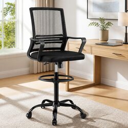 Compact and Adjustable Mesh Drafting Chair for Offices