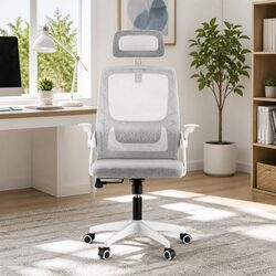 Ergonomic Office Chair High-Back Computer Desk Chair Adjustable Headrest Grey