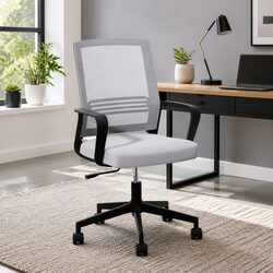 Compact Grey Mesh Office Chair for Comfort and Mobility