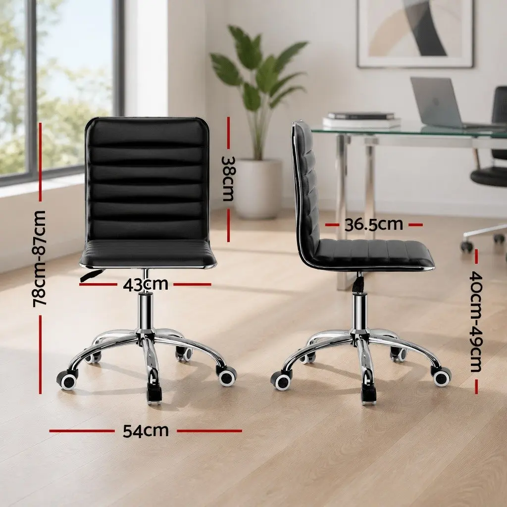 Office Chair Black Low Back Padded Swivel Desk Chair