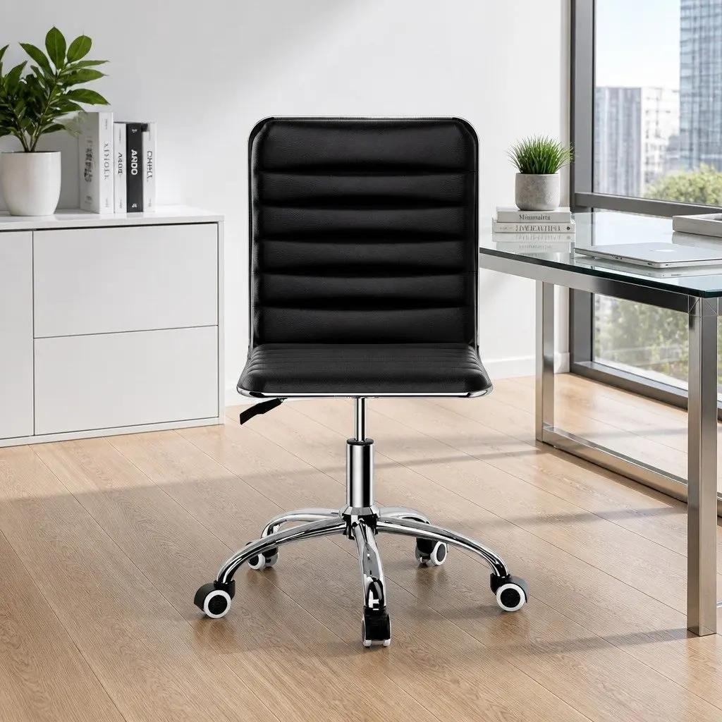 Office Chair Black Low Back Padded Swivel Desk Chair