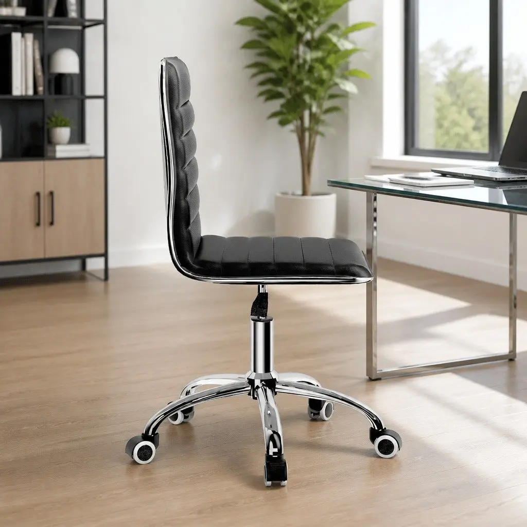 Office Chair Black Low Back Padded Swivel Desk Chair