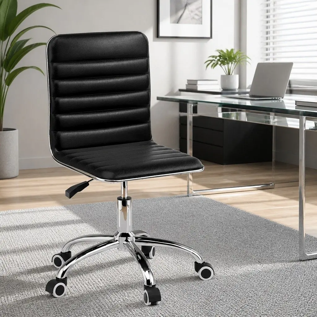 Office Chair Black Low Back Padded Swivel Desk Chair