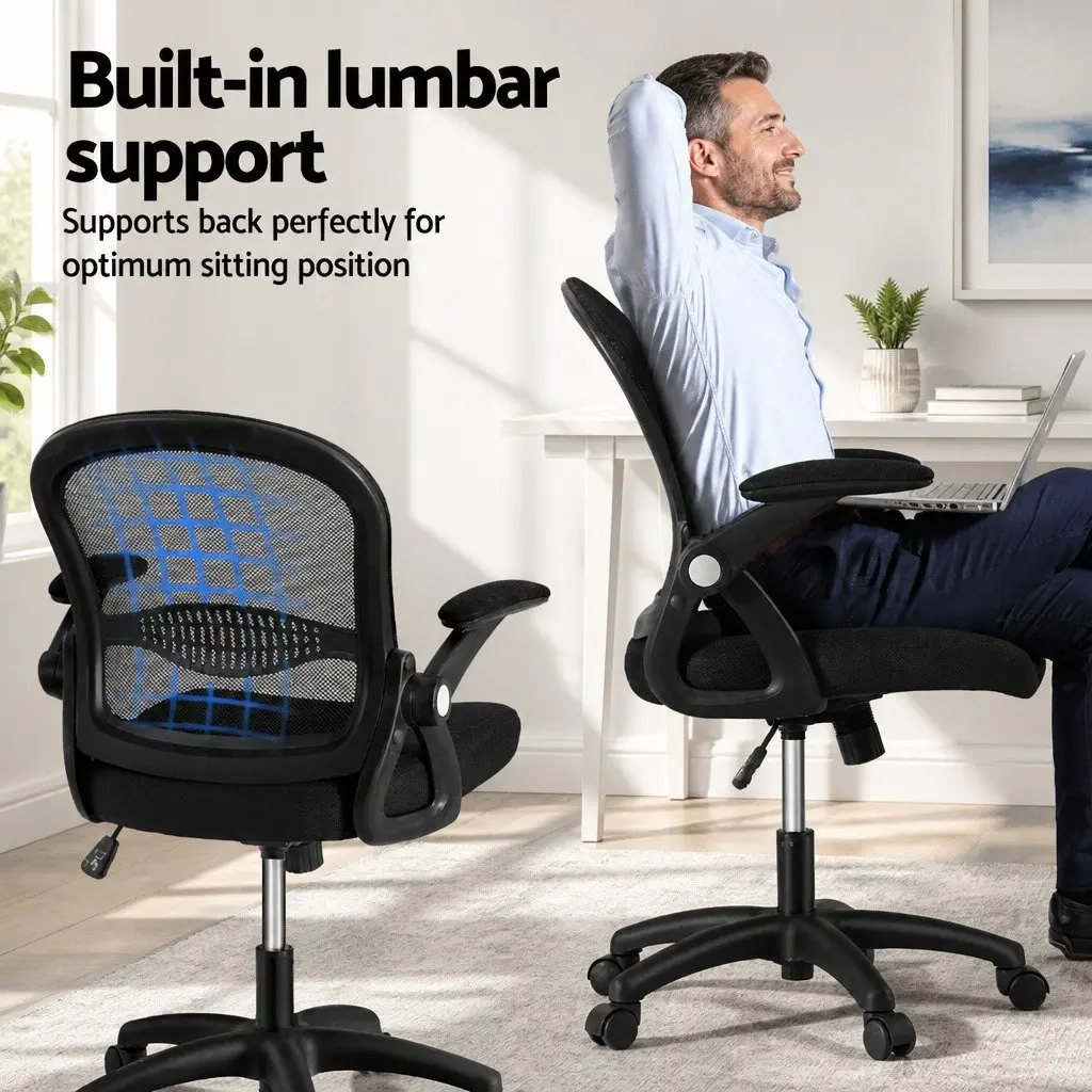 Mesh Office Chair Black Mid Back Computer Gaming Desk Work Study Adjustable