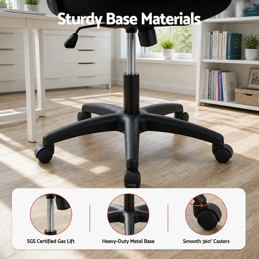 Mesh Office Chair Black Mid Back Computer Gaming Desk Work Study Adjustable