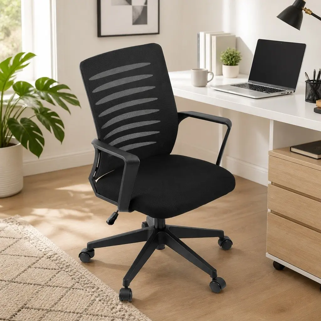 Ergonomic Office Chair Black Mid Back Mesh with Lumbar Support