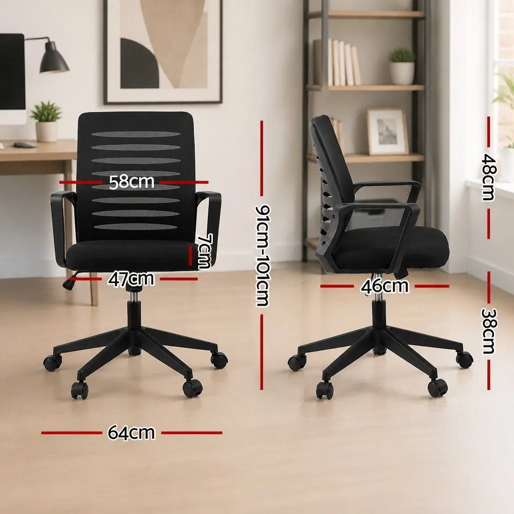 Ergonomic Office Chair Black Mid Back Mesh with Lumbar Support