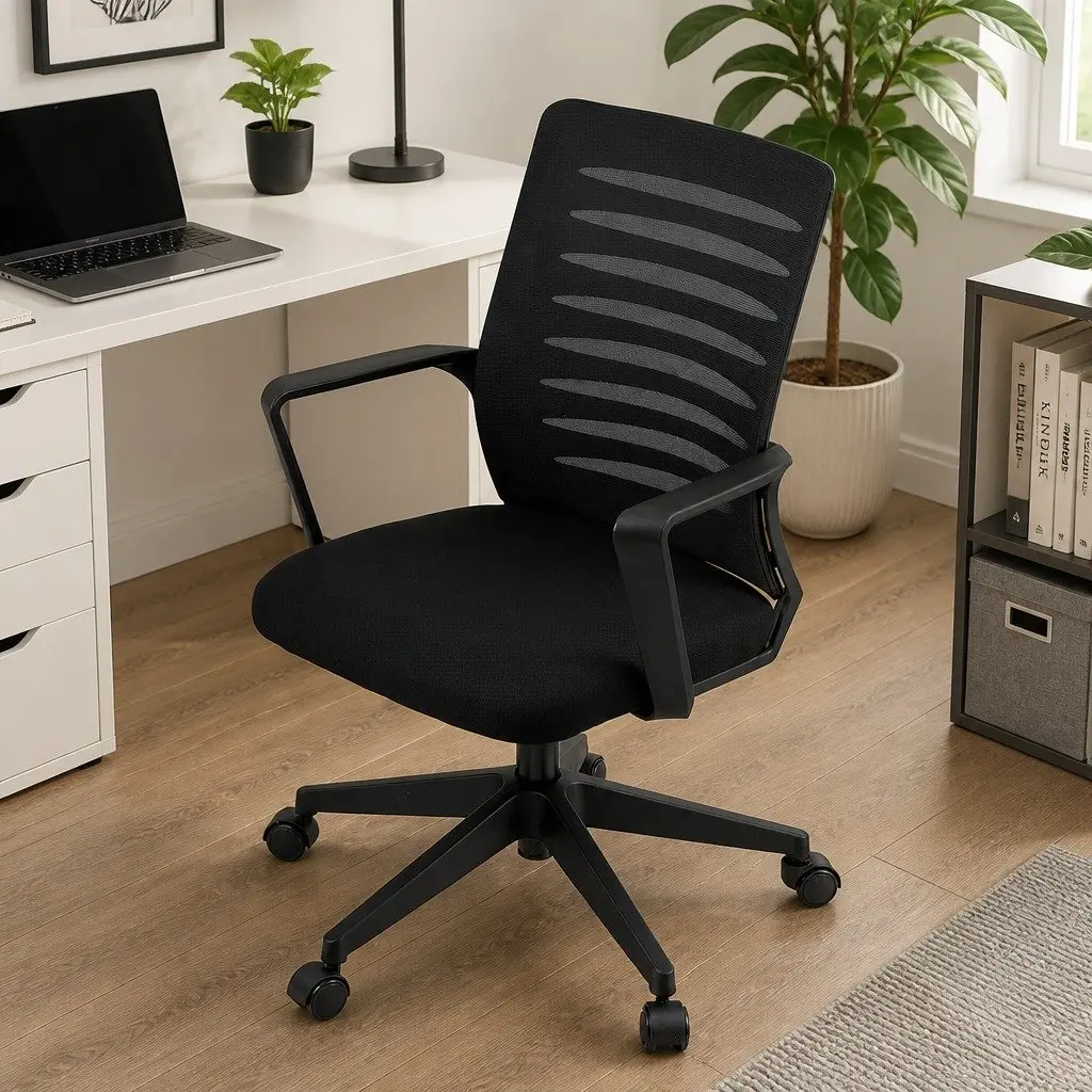 Ergonomic Office Chair Black Mid Back Mesh with Lumbar Support