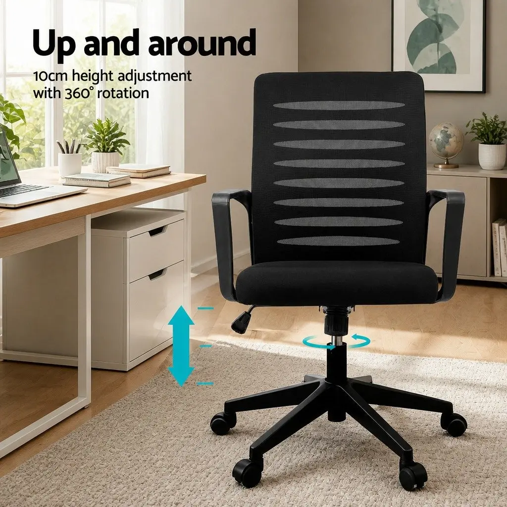 Ergonomic Office Chair Black Mid Back Mesh with Lumbar Support