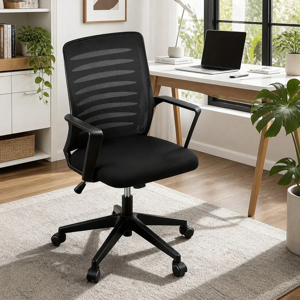 Ergonomic Office Chair Black Mid Back Mesh with Lumbar Support