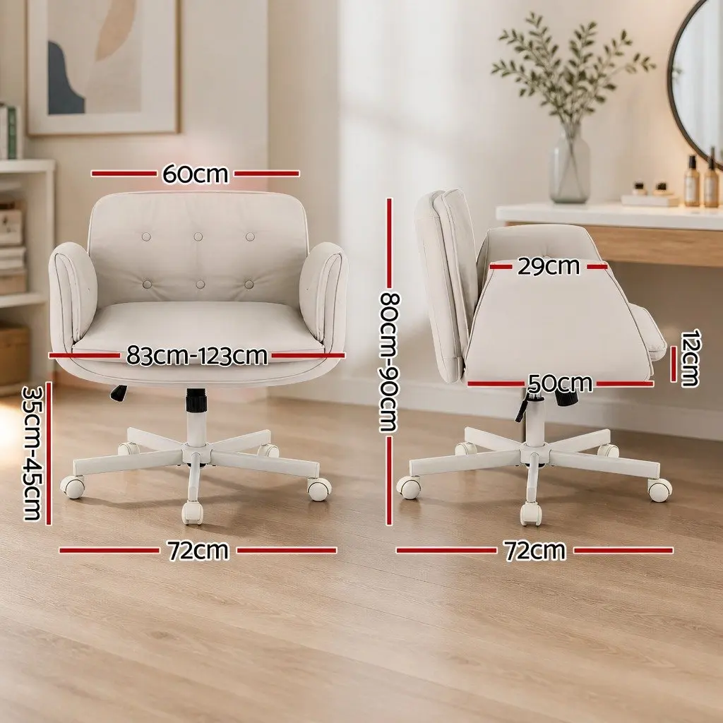 Criss Cross Office Chair Beige Adjustable Armrests 360° Swivel Desk Chair