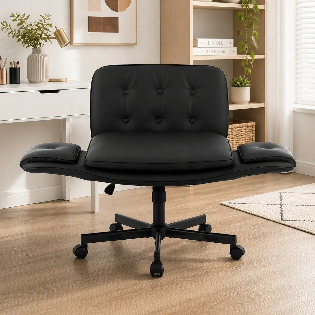 Criss Cross Office Chair Swivel Wheels Adjustable Armrests Ergonomic Desk Chair
