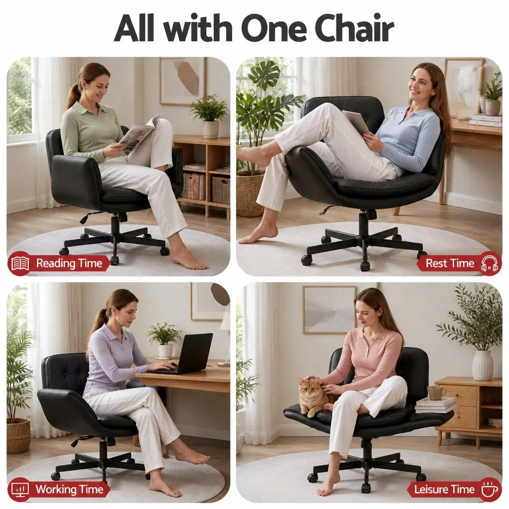 Criss Cross Office Chair Swivel Wheels Adjustable Armrests Ergonomic Desk Chair