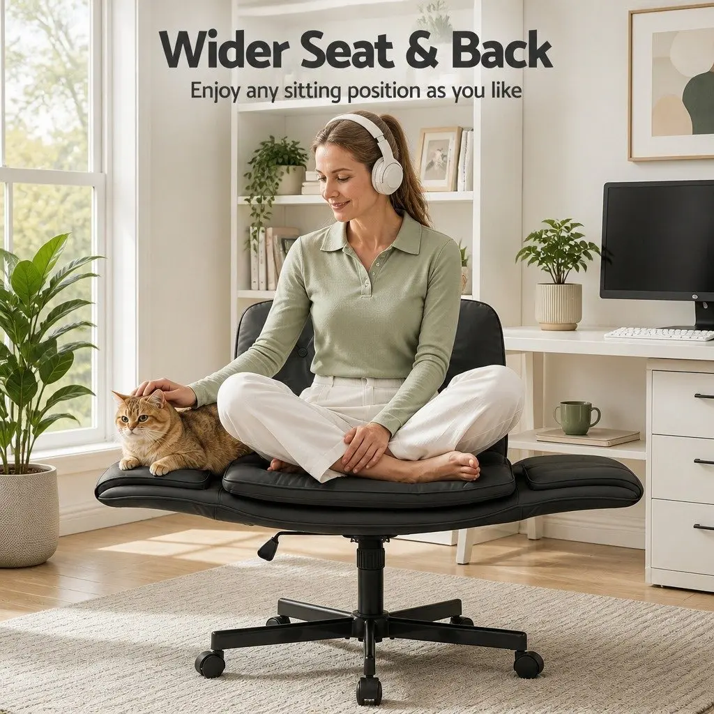 Criss Cross Office Chair Swivel Wheels Adjustable Armrests Ergonomic Desk Chair