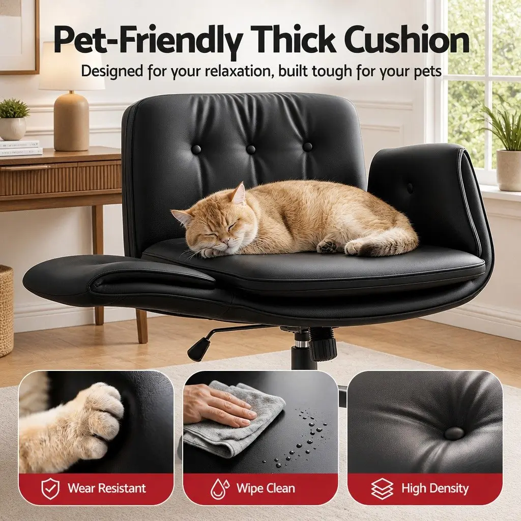 Criss Cross Office Chair Swivel Wheels Adjustable Armrests Ergonomic Desk Chair
