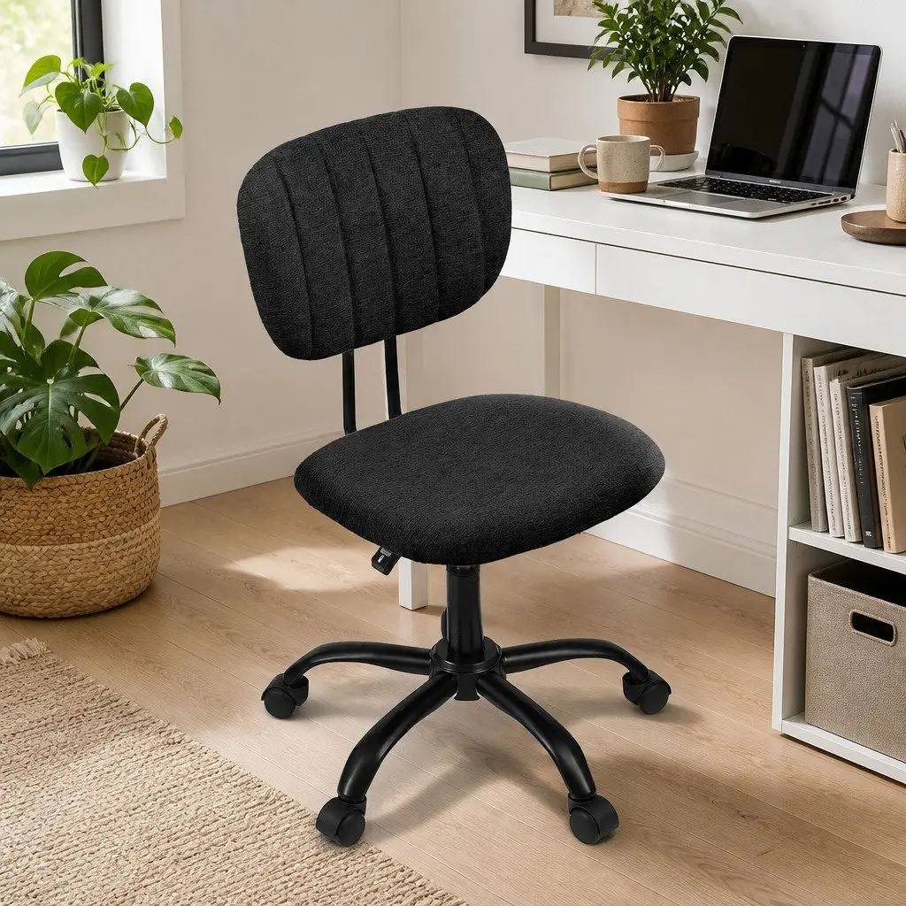Office Chair Black Height Adjustable Ergonomic Armless 360° Swivel