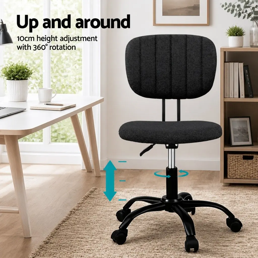 Office Chair Black Height Adjustable Ergonomic Armless 360° Swivel