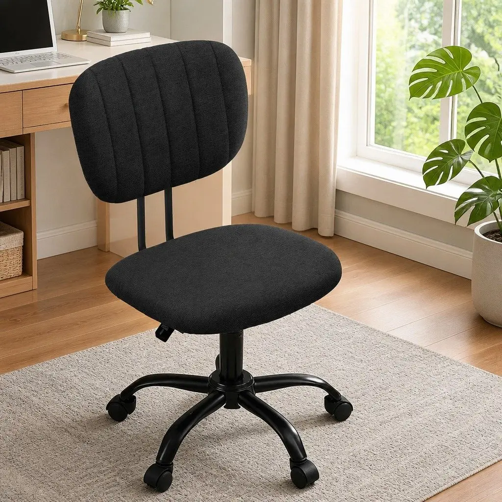 Office Chair Black Height Adjustable Ergonomic Armless 360° Swivel
