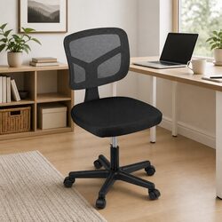 Armless Office Chair with Wheels 360° Swivel Height Adjustable Mesh Back
