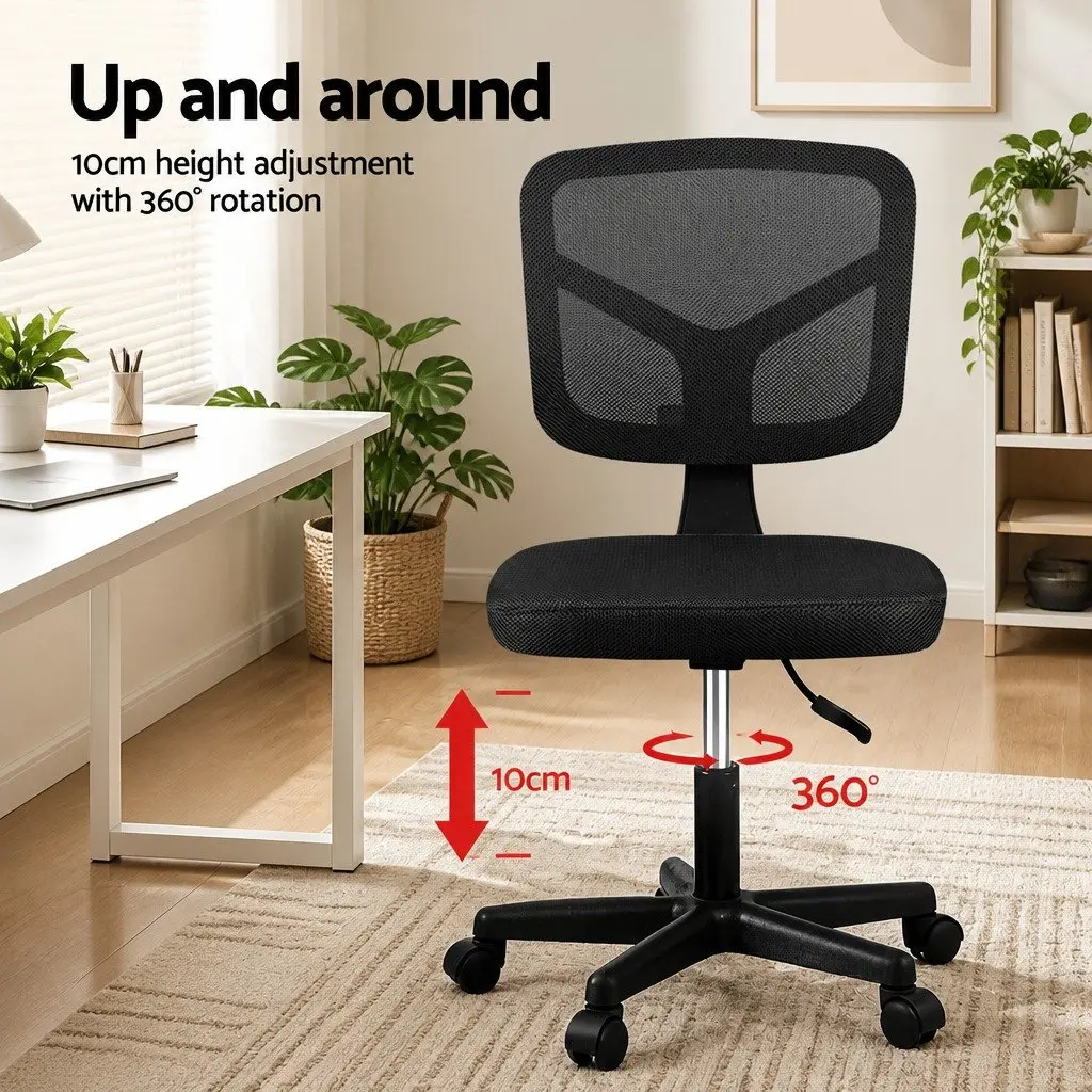 Office Chair Black Height Adjustable Ergonomic Mesh Back 360° Swivel Armless