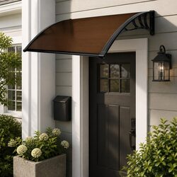 Window Door Awning Outdoor Shade 1M x 1.2M Brown Curved UV Rain Protection