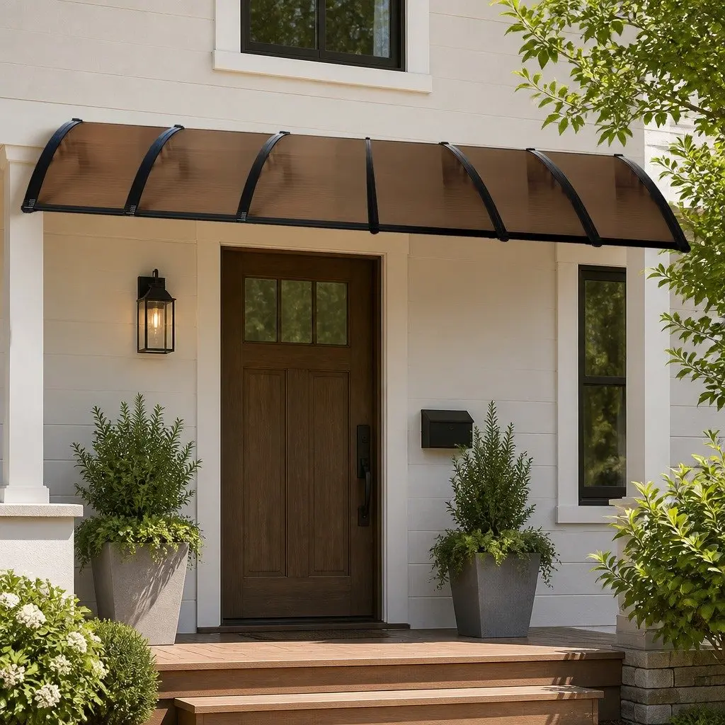 Window Door Awning Outdoor Shade 1M x 6M Brown UV Rain Protection