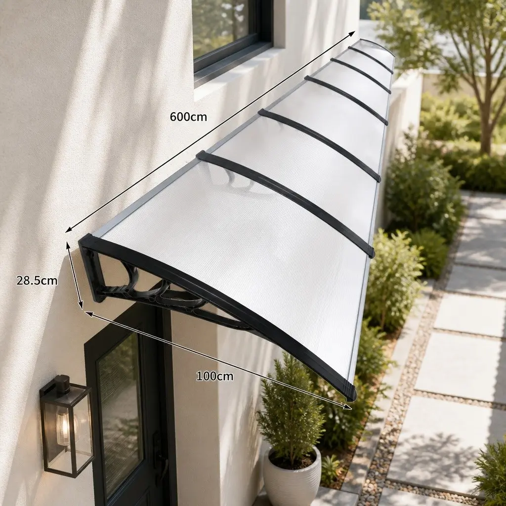 Window Door Awning Transparent 1M x 6M Curved PC Panel UV Protection