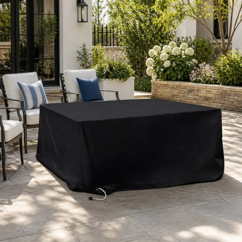 Outdoor Furniture Cover Black Waterproof UV Resistant Dust Proof 90cm x 90cm x 90cm 150cm x 150cm x 75cm 170cm x 94cm x 70cm 180cm x 120cm x 74cm