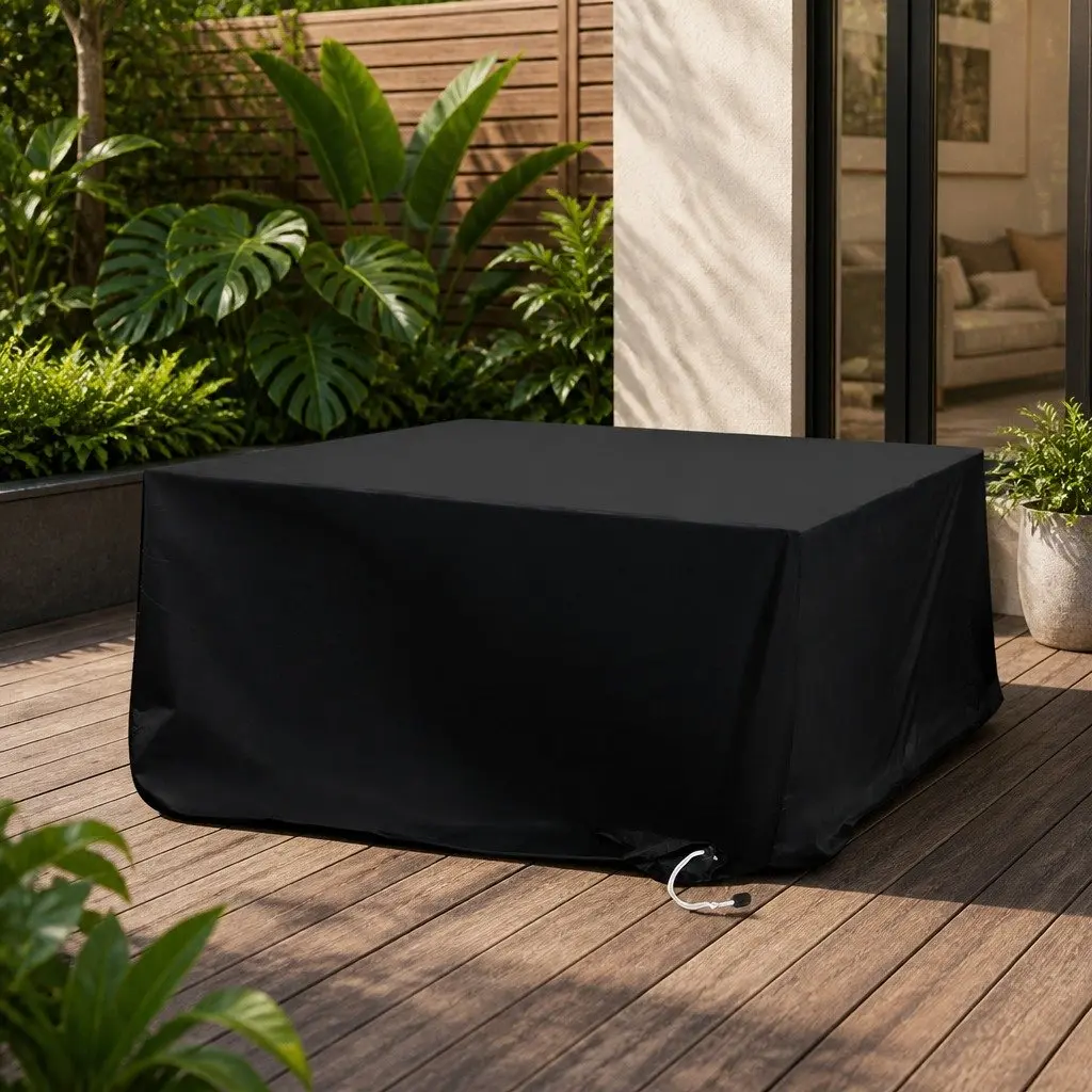 Outdoor Furniture Cover Black Waterproof UV Resistant Dust Proof 90cm x 90cm x 90cm 150cm x 150cm x 75cm 170cm x 94cm x 70cm 180cm x 120cm x 74cm