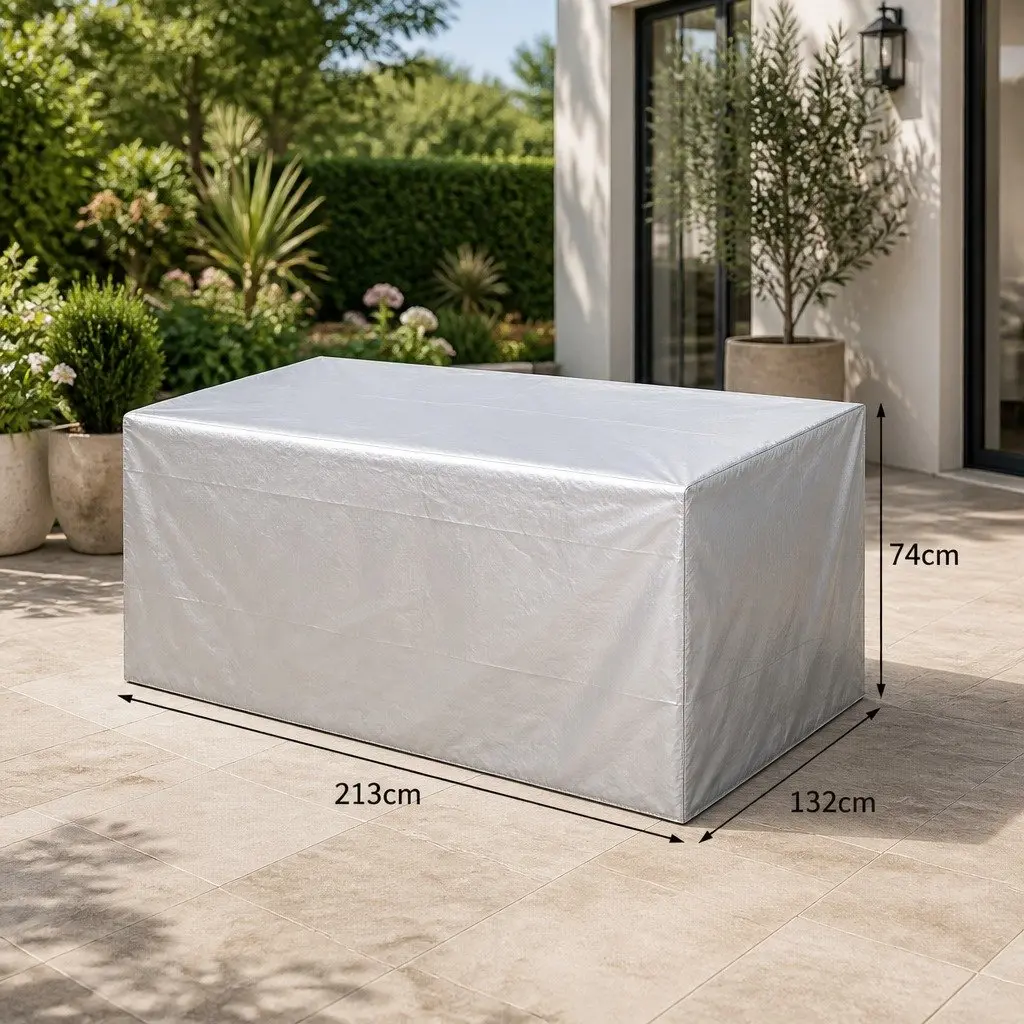 Outdoor Furniture Cover Silver 213cm x 132cm x 74cm Waterproof UV Resistant