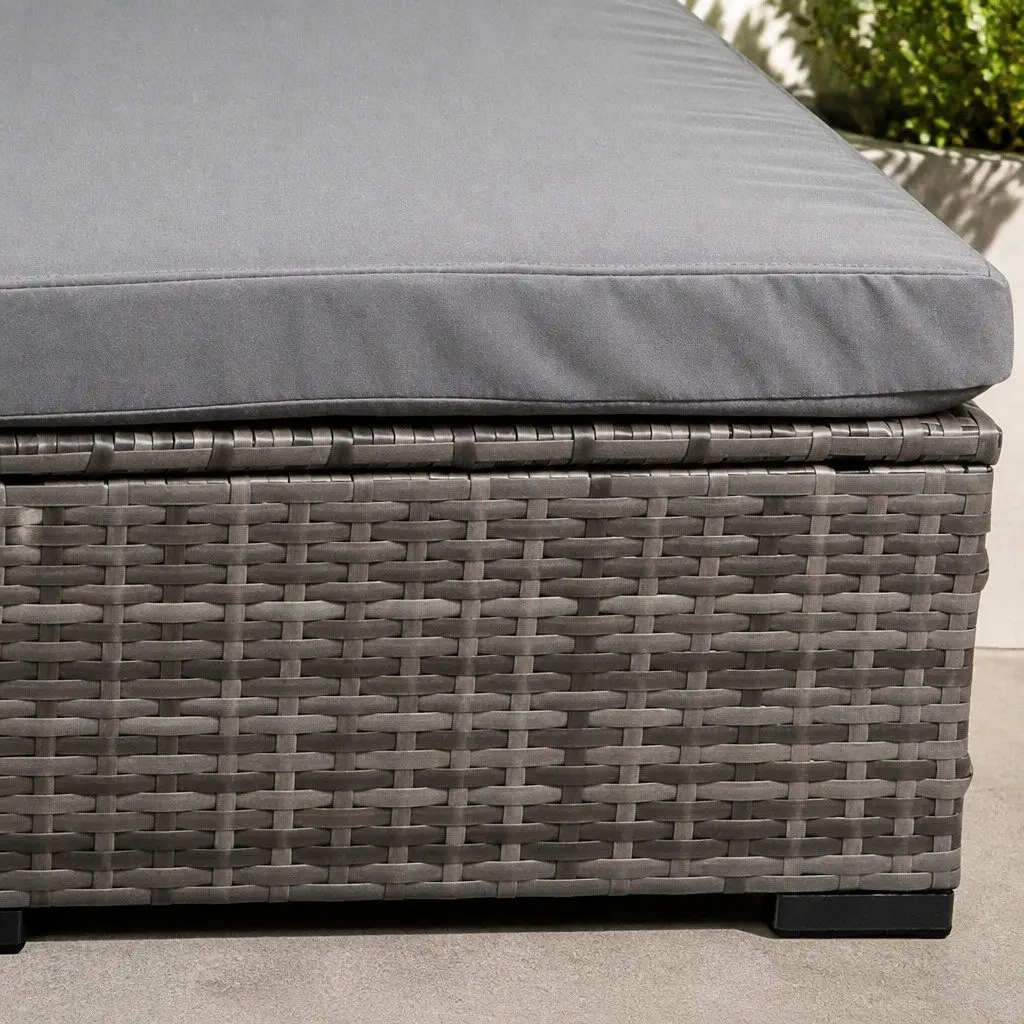 5-Piece Outdoor Lounge Set Mixed Grey 3-Seater Sofa Coffee Table Ottoman Garden Furniture