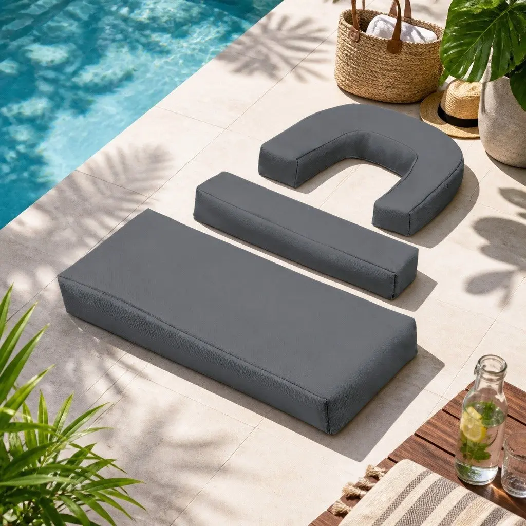 Foldable Lounge Chair Dark Grey Adjustable Backrest Face Hole Outdoor