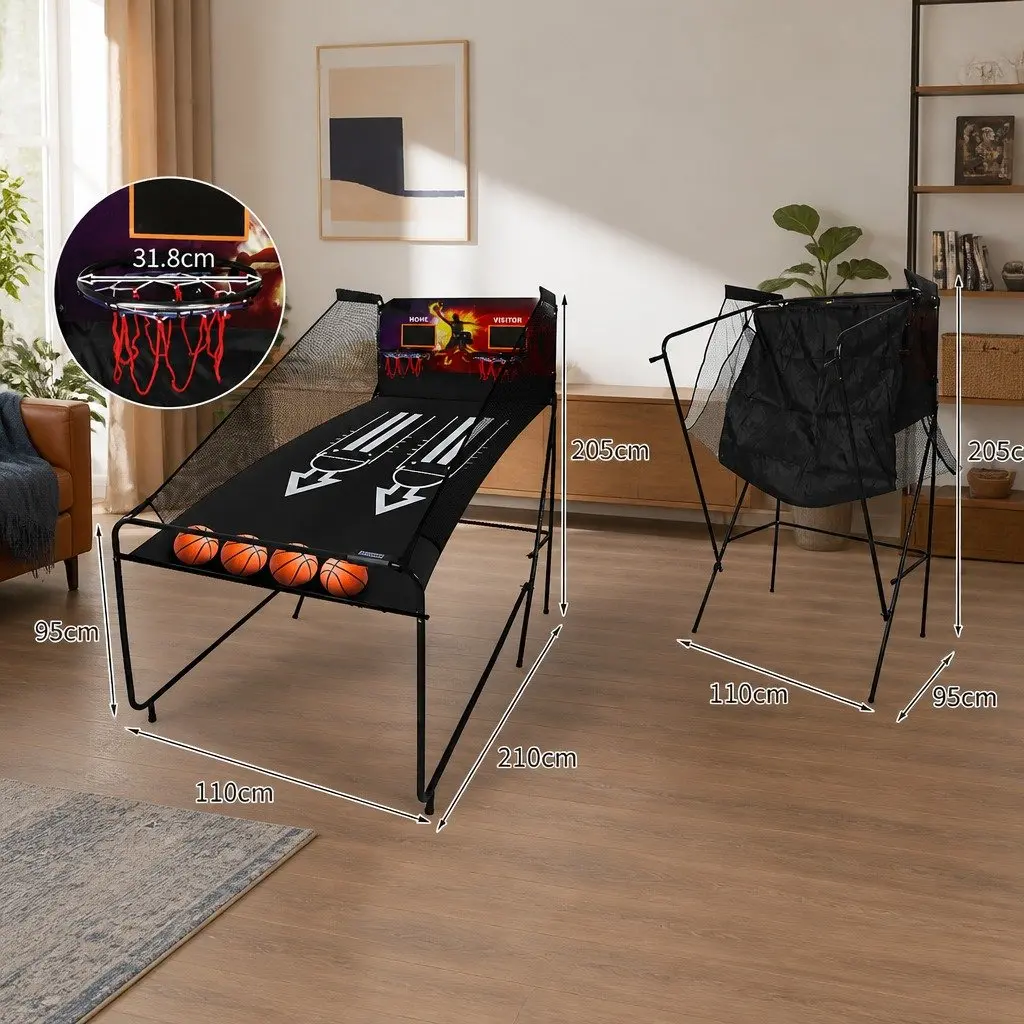 Electronic Basketball Arcade Shooting Game Black Foldable 8 Game Modes Automatic Scoring